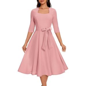 imageHomRain Womens Cocktail Formal Dresses Elegant Wedding Guest ALine Graduation Tea Party Modest Prom Church DressBlush