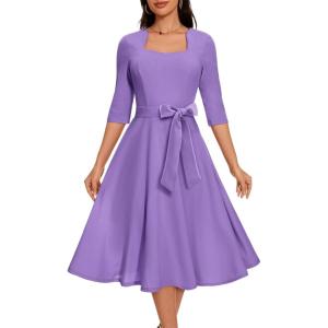 imageHomRain Womens Cocktail Formal Dresses Elegant Wedding Guest ALine Graduation Tea Party Modest Prom Church DressLavender