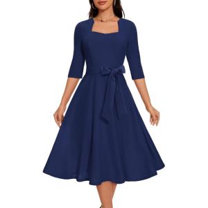 imageHomRain Womens Cocktail Formal Dresses Elegant Wedding Guest ALine Graduation Tea Party Modest Prom Church DressNavy