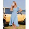 imageHomRain V Neck Formal Wedding Guest Bridesmaid Dresses for Women 2025 Ruffle Sleeves for Cocktail Graduation Modest DressBlue