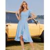 imageHomRain V Neck Formal Wedding Guest Bridesmaid Dresses for Women 2025 Ruffle Sleeves for Cocktail Graduation Modest DressBlue