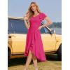 imageHomRain V Neck Formal Wedding Guest Bridesmaid Dresses for Women 2025 Ruffle Sleeves for Cocktail Graduation Modest DressRose