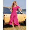 imageHomRain V Neck Formal Wedding Guest Bridesmaid Dresses for Women 2025 Ruffle Sleeves for Cocktail Graduation Modest DressRose