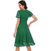 imageHomRain Wedding Guest Dress Prom Dress Formal Lace Dress V Neck Short Sleeves A line Cocktail Party Dress