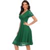 imageHomRain Wedding Guest Dress Prom Dress Formal Lace Dress V Neck Short Sleeves A line Cocktail Party Dress
