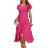 imageHomRain V Neck Formal Wedding Guest Bridesmaid Dresses for Women 2025 Ruffle Sleeves for Cocktail Graduation Modest DressRose