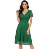 imageHomRain Wedding Guest Dress Prom Dress Formal Lace Dress V Neck Short Sleeves A line Cocktail Party Dress