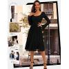 imageHomRain Womens Casual Wedding Dresses for Summer 2025 Vintage Graduation Square Neck Cocktail Beach Dress for Tea PartyLong Sleeve Black