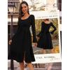 imageHomRain Womens Casual Wedding Dresses for Summer 2025 Vintage Graduation Square Neck Cocktail Beach Dress for Tea PartyLong Sleeve Black