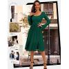 imageHomRain Womens Casual Wedding Dresses for Summer 2025 Vintage Graduation Square Neck Cocktail Beach Dress for Tea PartyLong Sleeve Dark Green