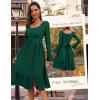 imageHomRain Womens Casual Wedding Dresses for Summer 2025 Vintage Graduation Square Neck Cocktail Beach Dress for Tea PartyLong Sleeve Dark Green