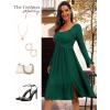 imageHomRain Womens Casual Wedding Dresses for Summer 2025 Vintage Graduation Square Neck Cocktail Beach Dress for Tea PartyLong Sleeve Dark Green