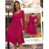 imageHomRain Womens Casual Wedding Dresses for Summer 2025 Vintage Graduation Square Neck Cocktail Beach Dress for Tea PartyLong Sleeve Red