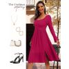 imageHomRain Womens Casual Wedding Dresses for Summer 2025 Vintage Graduation Square Neck Cocktail Beach Dress for Tea PartyLong Sleeve Red