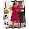 imageHomRain Womens Casual Wedding Dresses for Summer 2025 Vintage Graduation Square Neck Cocktail Beach Dress for Tea PartyLong Sleeve Red