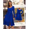 imageHomRain Womens Casual Wedding Dresses for Summer 2025 Vintage Graduation Square Neck Cocktail Beach Dress for Tea PartyLong Sleeve Royalblue