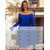 imageHomRain Womens Casual Wedding Dresses for Summer 2025 Vintage Graduation Square Neck Cocktail Beach Dress for Tea PartyLong Sleeve Royalblue