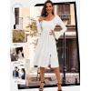 imageHomRain Womens Casual Wedding Dresses for Summer 2025 Vintage Graduation Square Neck Cocktail Beach Dress for Tea PartyLong Sleeve White