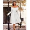 imageHomRain Womens Casual Wedding Dresses for Summer 2025 Vintage Graduation Square Neck Cocktail Beach Dress for Tea PartyLong Sleeve White