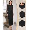 imageHomRain Womens Sequin Mesh Maxi Dress Long Sleeve Bodycon Dresses for Fall Party Holiday Club OutfitBlack