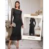 imageHomRain Womens Sequin Mesh Maxi Dress Long Sleeve Bodycon Dresses for Fall Party Holiday Club OutfitBlack