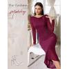 imageHomRain Womens Sequin Mesh Maxi Dress Long Sleeve Bodycon Dresses for Fall Party Holiday Club OutfitBurgundy