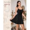 imageHomRain Womens Spaghetti Straps Backless Dresses Sparkly Short Dress for Homecoming Cocktail Dress for Wedding GuestBlack
