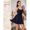 imageHomRain Womens Spaghetti Straps Backless Dresses Sparkly Short Dress for Homecoming Cocktail Dress for Wedding GuestNavy