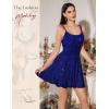 imageHomRain Womens Spaghetti Straps Backless Dresses Sparkly Short Dress for Homecoming Cocktail Dress for Wedding GuestRoyalblue