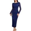 imageHomRain Womens Sequin Mesh Maxi Dress Long Sleeve Bodycon Dresses for Fall Party Holiday Club OutfitNavy