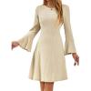 imageHomRain Womens Casual Knit Dress Fall Dresses Long Sleeve Dress ALine Dresses for Women Crewneck Sweater DressApricot