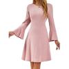 imageHomRain Womens Casual Knit Dress Fall Dresses Long Sleeve Dress ALine Dresses for Women Crewneck Sweater DressBlush