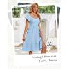 imageHomRain Womens Casual Midi Dresses Square Neck Split Beach Dress for Tea PartyBlue