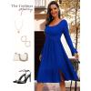 imageHomRain Womens Casual Midi Dresses Square Neck Split Beach Dress for Tea PartyLong Sleeve Royalblue