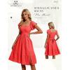imageHomRain Womens Casual Midi Dresses Square Neck Split Beach Dress for Tea PartyOrange