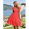 imageHomRain Womens Casual Midi Dresses Square Neck Split Beach Dress for Tea PartyOrange