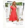 imageHomRain Womens Casual Midi Dresses Square Neck Split Beach Dress for Tea PartyOrange