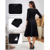 imageHomRain Womens Fit and Flare Midi Dress34 Sleeve Modest Church Dress Classy Causal Work Dresses with PocketsBlack