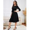 imageHomRain Womens Fit and Flare Midi Dress34 Sleeve Modest Church Dress Classy Causal Work Dresses with PocketsBlack