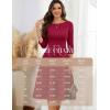 imageHomRain Womens Fit and Flare Midi Dress34 Sleeve Modest Church Dress Classy Causal Work Dresses with PocketsBurgundy
