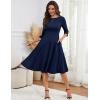 imageHomRain Womens Fit and Flare Midi Dress34 Sleeve Modest Church Dress Classy Causal Work Dresses with PocketsNavy