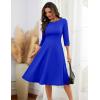 imageHomRain Womens Fit and Flare Midi Dress34 Sleeve Modest Church Dress Classy Causal Work Dresses with PocketsRoyalblue