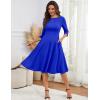 imageHomRain Womens Fit and Flare Midi Dress34 Sleeve Modest Church Dress Classy Causal Work Dresses with PocketsRoyalblue
