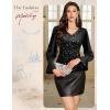 imageHomRain Womens Long Sleeve Sparkle Velvet Top Casual Shirts V Neck Glitter Night Out Tops for Elegant EveningBlack