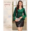 imageHomRain Womens Long Sleeve Sparkle Velvet Top Casual Shirts V Neck Glitter Night Out Tops for Elegant EveningDark Green
