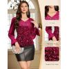 imageHomRain Womens Long Sleeve Sparkle Velvet Top Casual Shirts V Neck Glitter Night Out Tops for Elegant EveningDark Red