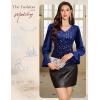 imageHomRain Womens Long Sleeve Sparkle Velvet Top Casual Shirts V Neck Glitter Night Out Tops for Elegant EveningNavy