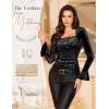 imageHomRain Womens Long Sleeve Sequin Velvet Tops Boat Neck Sparkly Party Blouse Evening Holiday Shiny Casual ShirtsBlack