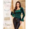 imageHomRain Womens Long Sleeve Sequin Velvet Tops Boat Neck Sparkly Party Blouse Evening Holiday Shiny Casual ShirtsDark Green