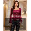 imageHomRain Womens Long Sleeve Sequin Velvet Tops Boat Neck Sparkly Party Blouse Evening Holiday Shiny Casual ShirtsDark Red